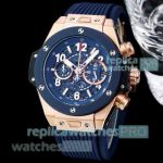 Best Copy Hublot Big Bang Unico Chronograph Blue DLC Rose Gold Watches with Quick-change Strap